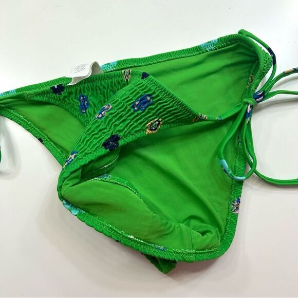 Aerie Floral Green Bottom Swimwear Shirred Cheeky Medium - Picture 5 of 6